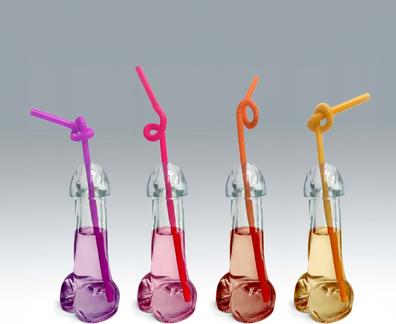 Productafbeelding Little Genie Productions Glitterati Penis 6Oz Drinkglas, Pak van 4