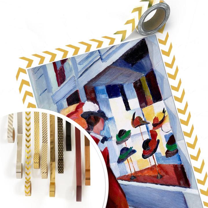 Immagine prodotto Trenddeko Macke - Donna con ombrellone davanti al negozio di cappelli (60 x 90 cm)