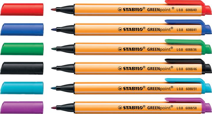 Image du produit STABILO Stylo feutre écologique GREENpoint (Rouge, Noir, Vert, Bleu, 4 x)
