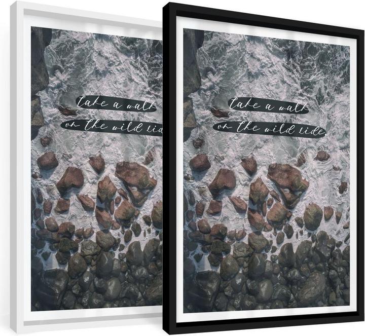 Actual product image Trenddeko Topographic world map - black and white (60 x 80 cm)