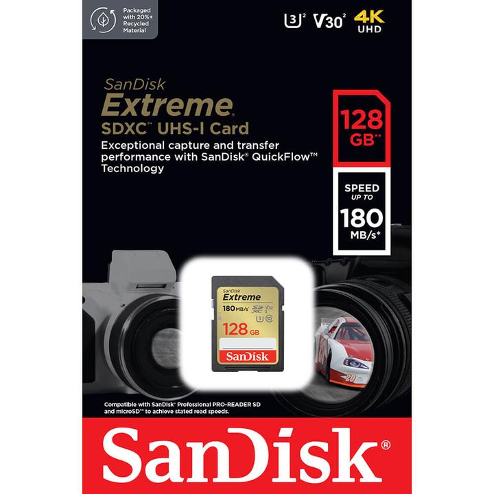Produktbild SanDisk Extreme (128 GB, SDXC, U3, UHS-I)