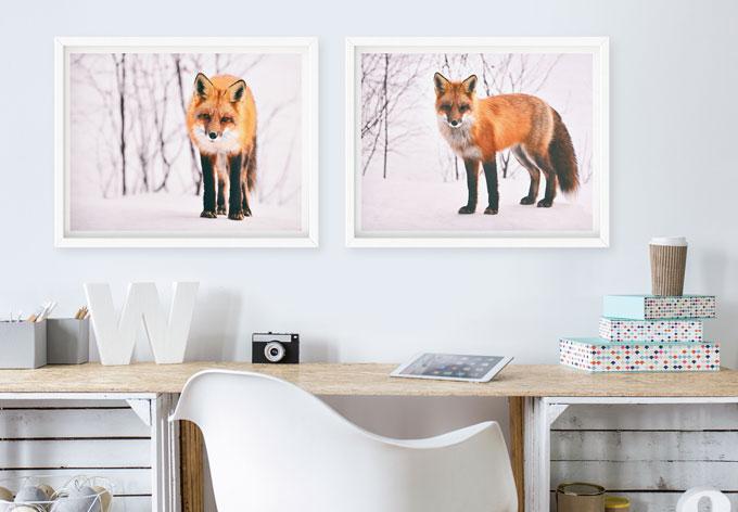 Produktbild Trenddeko Fuchs im Schnee - 2-teilig (80 x 60 cm)