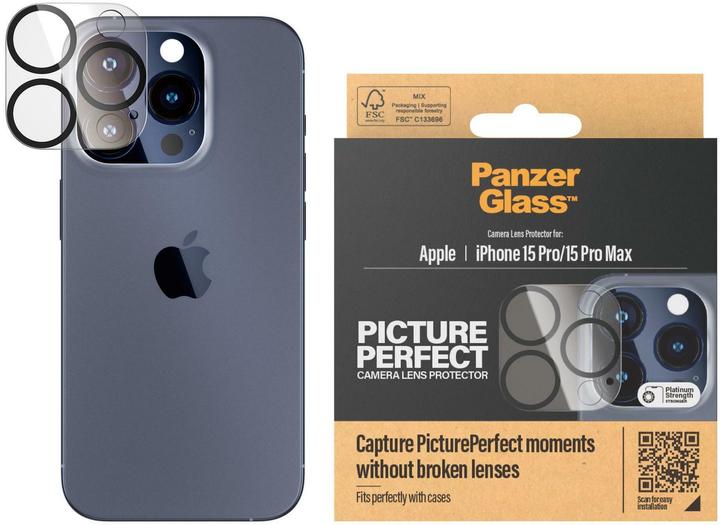 Actual product image PanzerGlass PicturePerfect Camera Lens Protector iPhone 15 Pro & Pro Max (1 Piece, Apple iPhone 15 Pro Max, Apple iPhone 15 Pro)
