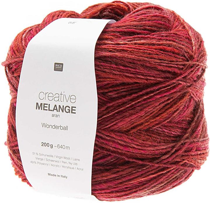 Immagine prodotto Rico Design Lana Melange 200 g, rosso ciliegia (640 m)