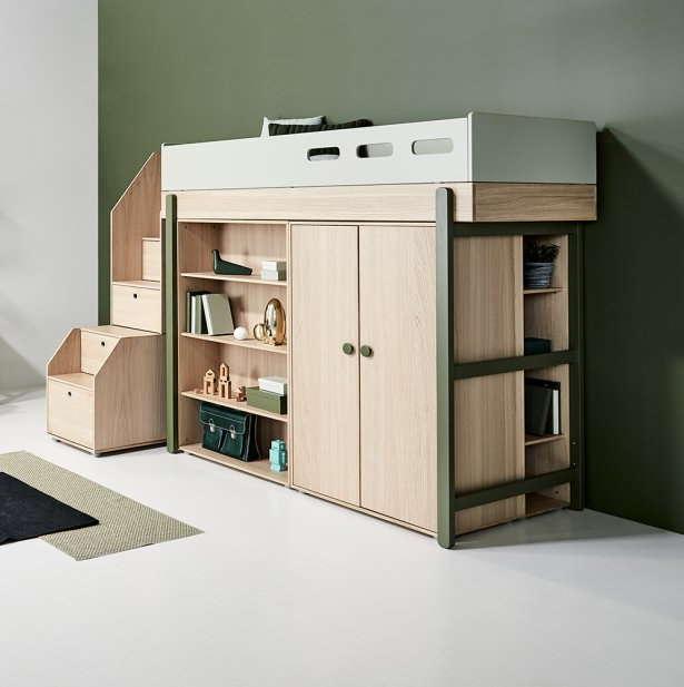 Actual product image Flexa Popsicle loft bed with stairs (90 x 200 cm)
