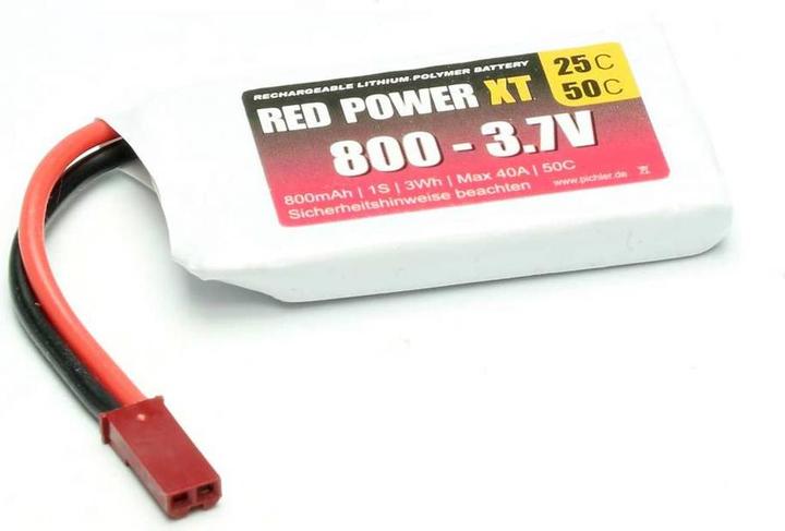 Actual product image Red Power Model battery pack (LiPo) 3.7 V 800 mAh 25 C Softcase JST, BEC (3.70 V, 800 mAh)