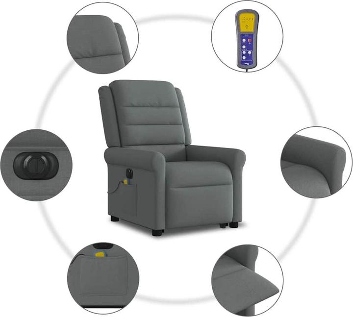 Immagine prodotto VidaXL Poltrona massaggiante elettrica con ausilio per la posizione eretta in tessuto grigio scuro