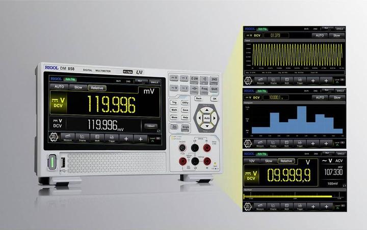 Immagine prodotto Rigol DM858 Multimetro da tavolo digitale CAT I 1000 V, CAT II 300V Display (conteggi): 500000 (CAT I 1000V, CAT II 300V)