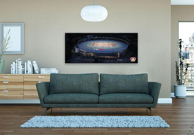 Actual product image Bayer 04 Leverkusen BayArena aerial view at night (120 x 50 cm)