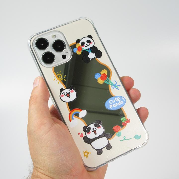 Image du produit PhoneLook Coque silicone bumper avec coins renforcés miroir Cute Panda (Apple iPhone 13 Pro Max)
