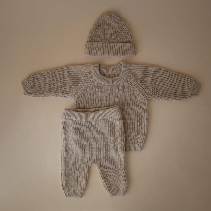 Actual product image Mushie Chunky Knit Beanie - Beige