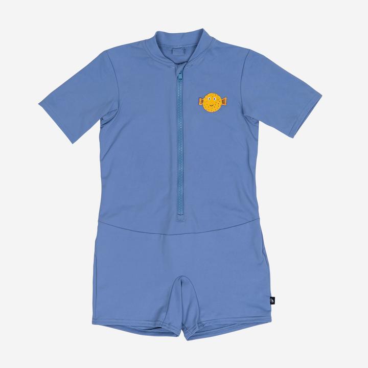 Nabaiji Schwimmanzug Baby kurzarm kurze Beine - blau