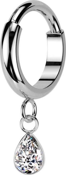 Image du produit Star Piercing Micro Segmentring klappbar silber Anhänger Tropfenkristall silber (Titane G23, sans laiton)