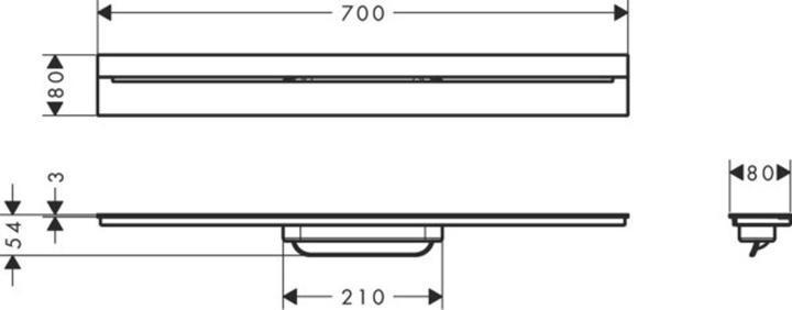 Axor Drain Set de finition rigole, 700mm pour montage mural, 42525 (700 mm)