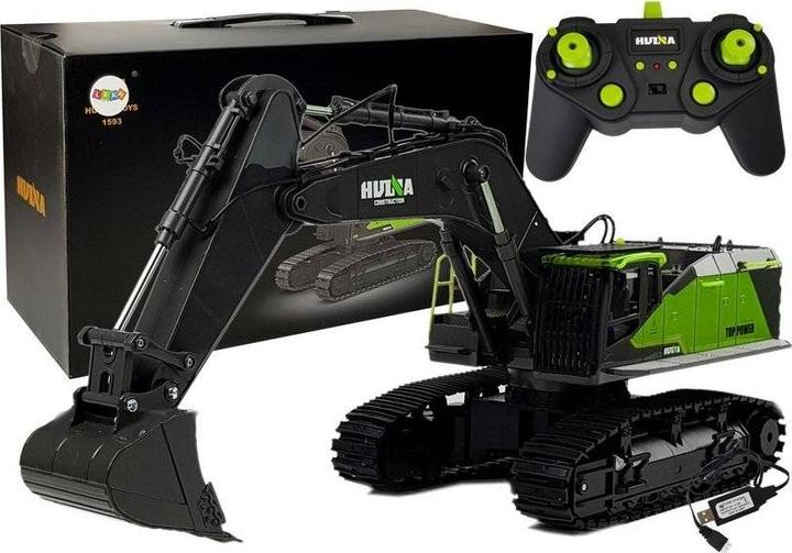 Actual product image Lean Toys Excavator R/C green 1:14 HUINA