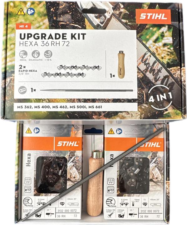 Image du produit Stihl Hexa KIT 4, 2x chaîne de tronçonneuse 3/8" 1,6mm RAPID HEXA 72 TG + lime - 31320074702 (Chaîne de sciage)