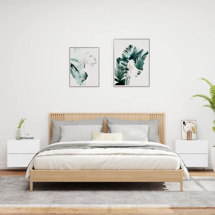 Image du produit VidaXL Tables de chevet murales avec lampes LED 2 pcs. Blanc,Couleur (50 x 39 x 41 cm)
