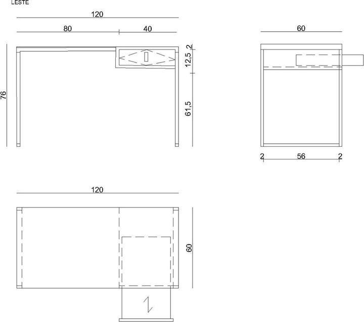 Actual product image Unique Desk with drawer LESTE 120 x 60 cm black/oak (120 x 76 x 60 cm)