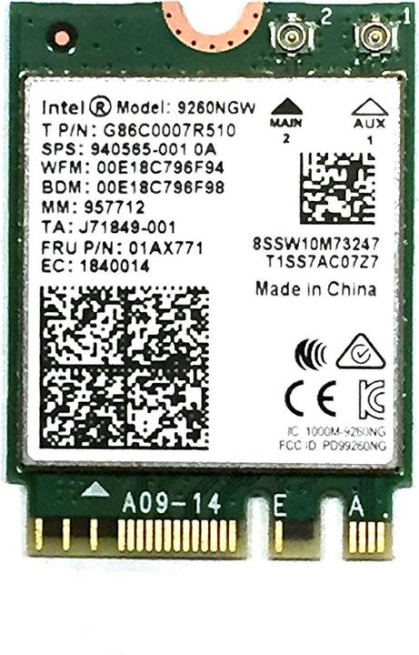 Actual product image Intel AC 9260 (M.2 A Key)