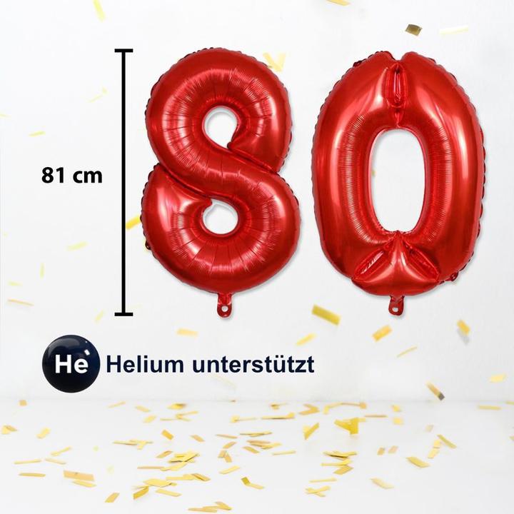 Immagine prodotto Hermex Pallone numero numero 80 pallone in foil pallone ad elio pallone rosso 81cm