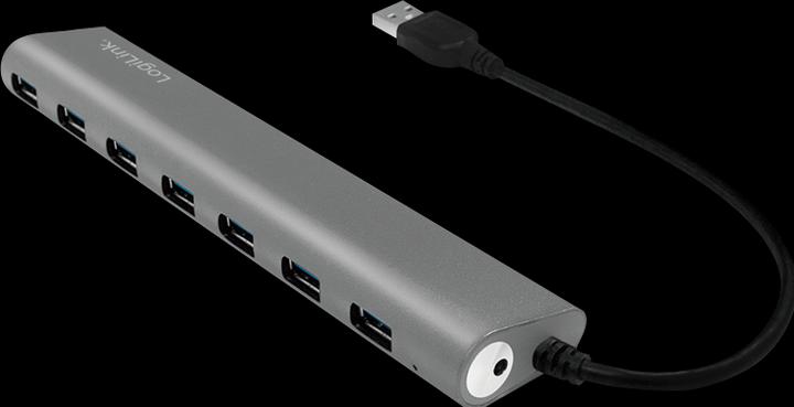 Image du produit LogiLink UA0308 - Hub USB 3.0, 7 ports avec lecteur de carte, boîtier en aluminium, pilkas (USB-A, 7 Ports)