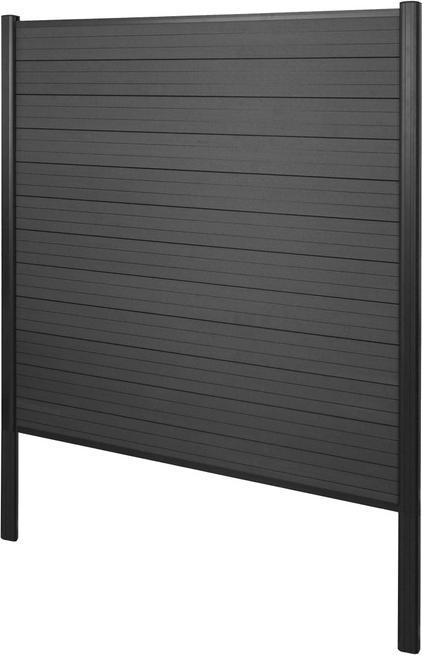 Produktbild Swisshandel24 WPC-Sichtschutz Sarthe, Windschutz Zaun, Alu-Pfosten zum Einbetonieren Basiselement, 190cm anthraz (7.50 cm)