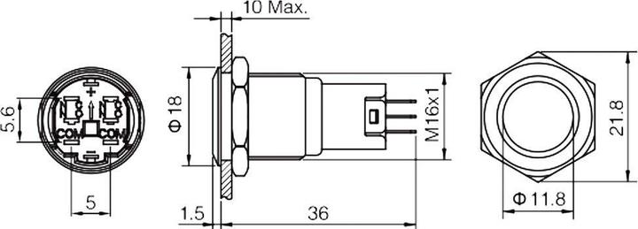 Immagine prodotto Velleman Pulsante in acciaio inox Spdt 1No 1Nc anello blu 19mm