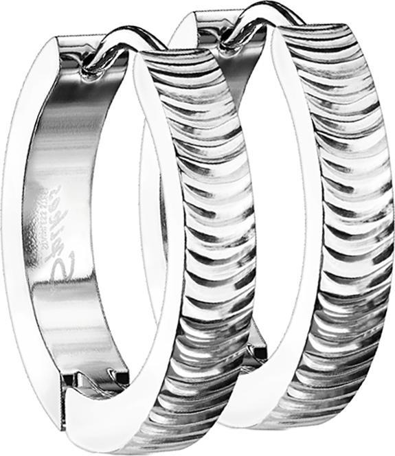 Hollywood Body Jewelry Ohrring zum Klappen silber gerillt (Chirurgenstahl 316L, ohne Messing)