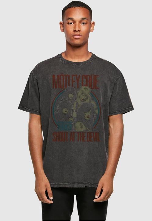 Immagine prodotto Merchcode Motley Crue - Maglietta oversize pesante lavata con acido del tour SATD 1983 - 116755 (M)