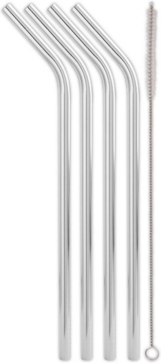 Weis Edelstahl-Trinkhalm angewinkelt - Set 4 (4 x)