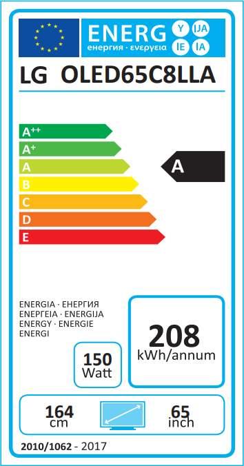 Energie-Label LG Oled65c8 (65", OLED, 4K, 2018)
