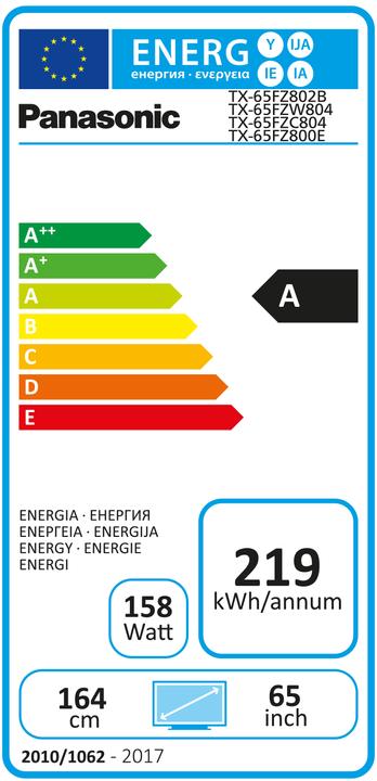 Label énergétique Panasonic Tx-65fzc804 (65", OLED, 4K, 2018)
