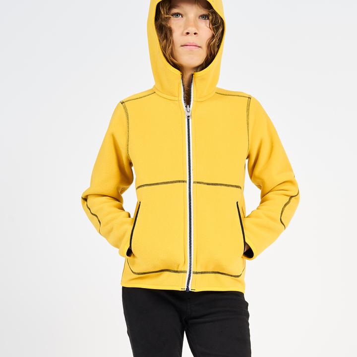 Actual product image Tribord Fleece jacket sailing children warm reversible 500 navy blue/yellow (6, 7, 8)