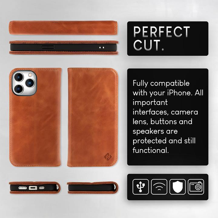 Actual product image Nalia Genuine leather flip case cover with magnetic fastener (Apple iPhone 15 Pro)