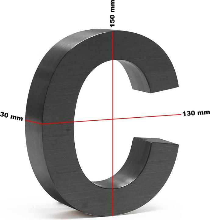 Image du produit Wiltec Plaque Numéro Maison "c" Arial Anthracite 3D 15cm Acier fin Résistant intempéries Matériel