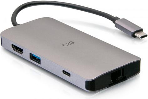 C2G Mini station d'accueil USB-C® avec HDMI, 2x USB-A, Ethernet, lecteur de carte SD et USB-C Power (USB-C, 1 Ports)