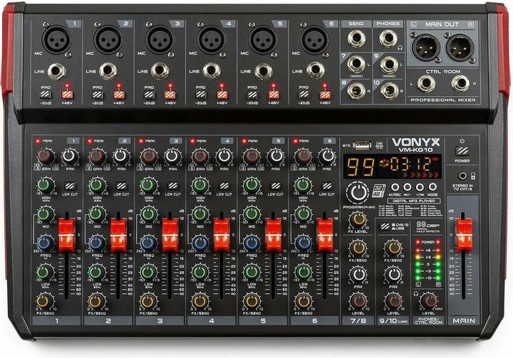 Produktbild Vonyx VM-KG10 - 10-kanaals mengpaneel Bluetooth, DSP, mp3 speler en USB audio interface (Studio- und Livemixer)