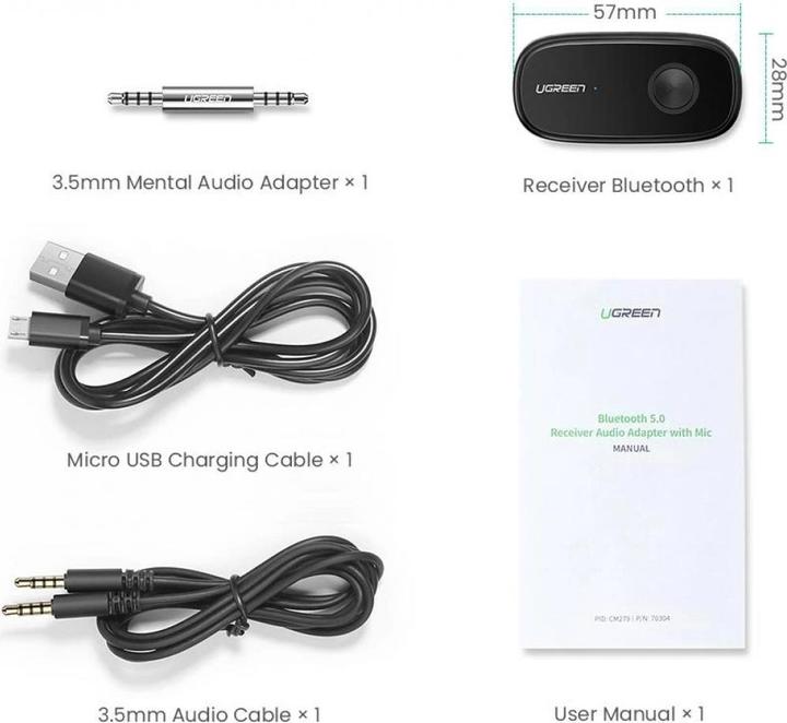 Image du produit Ugreen Adaptateur voiture Bluetooth 5.0 Aux (Récepteur)