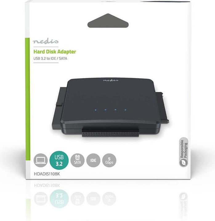 Produktbild Nedis Festplatten-Adapter | USB 3.2 Gen1 | 2.5 / 3.5 " | IDE + SATA | Netzstromversorgung