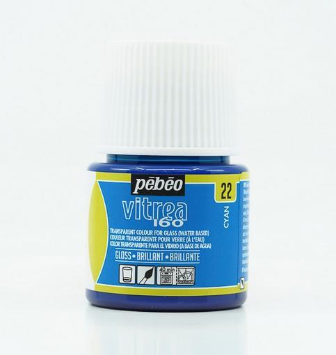 Actual product image Pebeo Vitrea 160 Glossy Cyan (Cyan blue, 45 ml)