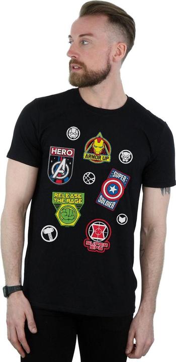 Actual product image Mens Avengers Hero Badges T-Shirt (S)