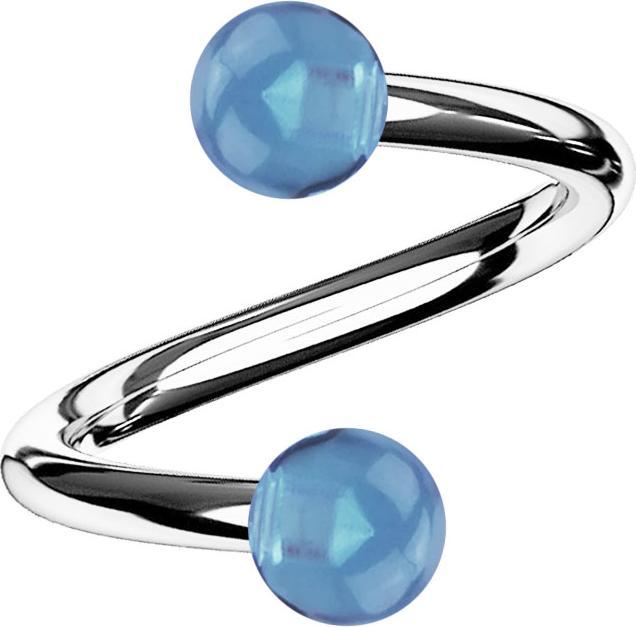 Actual product image Star Piercing Spiral silver with two balls light blue transparent (Acrylic, Surgical steel 316L)