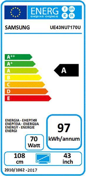 Energie-Label Samsung UE43NU7199UXZG (43", LCD, 4K, 2018)