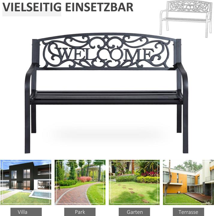 Image du produit Outsunny Gartenbank Eisen, pulverbeschichtet Schwarz
