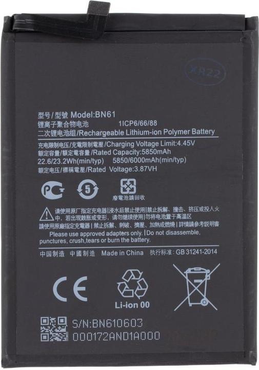 Actual product image Xiaomi BN61 battery 6000 mAh (OEM)