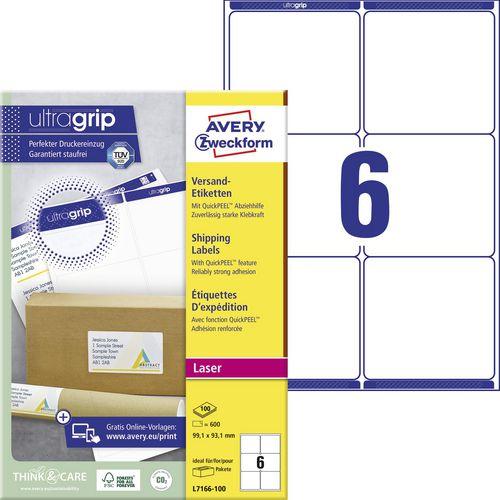 Avery Dennison Labels Zweckform ultragrip L7166, 99,1x93,1 mm, white, pk. 600 pcs.