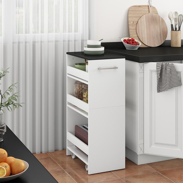 Produktbild Vicco Rollregal Rivo, Weiss/Anthrazit, 30 x 84.8 cm