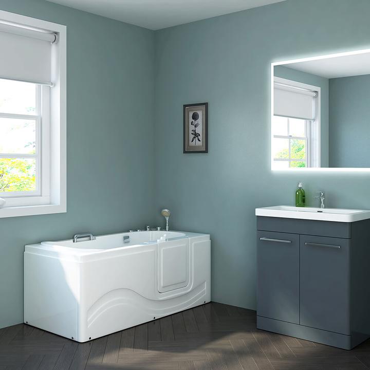 Produktbild Home Deluxe Seniorenbadewanne mit Massagedüsen Tür und Griff AUTARK M (rechts) - 153x76x64cm (76 cm, 153 cm)