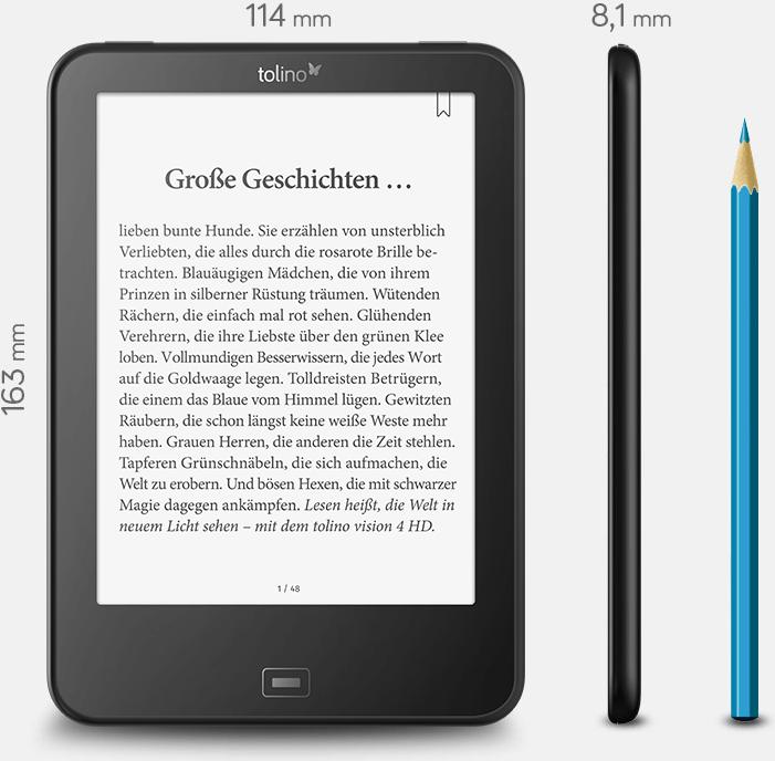 Produktbild tolino vision 4 HD (6", 8 GB, Schwarz)