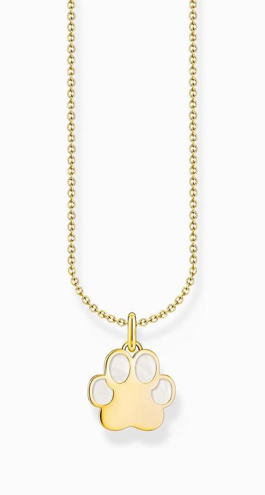 Actual product image Thomas Sabo Gold-plated chain with paw pendant and white enamel (925 silver, Enamel, 38 - 45 cm)